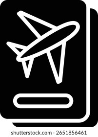 Ícone do bilhete de avião ou do cartão de embarque para mostrar os detalhes da reserva, o status do bilhete eletrônico ou do voo Diretamente relacionado com o setor da aviação, as companhias aéreas e a atividade de viajar de avião