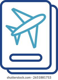 Ícone do bilhete de avião ou do cartão de embarque para mostrar os detalhes da reserva, o status do bilhete eletrônico ou do voo Diretamente relacionado com o setor da aviação, as companhias aéreas e a atividade de viajar de avião