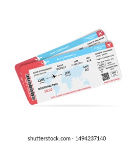 	
Airline Ticket Or Boarding Pass For Traveling By Plane Isolated On White. Vector 