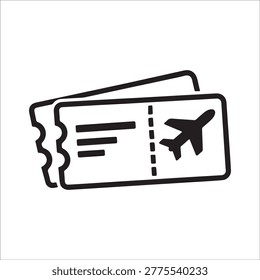 Airline Ticket Icon, Boarding Pass Symbol, Flight Travel Outline
