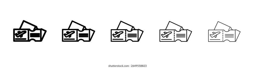 Icono de boleto de avión plano logotipo de contorno simple