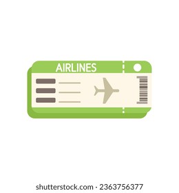 Vector plano de icono de boleto aéreo. Pase el avión. Aire aislado
