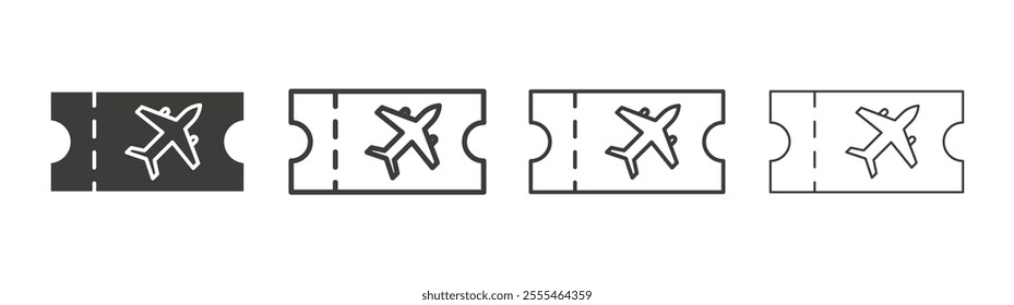 Airline ticket icon pack. vector illustration