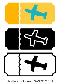 airline ticket icon, simple flat style, illustration, logo sign symbol pictogram template, for ui or ux isolated on white for mobile app, editable