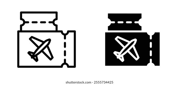 Airline ticket icon symbol collection on white background.