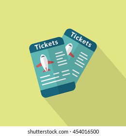Airline ticket icon, Vector flat long shadow design. Transport concept.