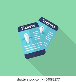 Airline ticket icon, Vector flat long shadow design. Transport concept.
