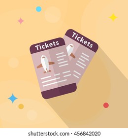Airline ticket icon, Vector flat long shadow design. Transport concept.