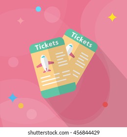 Airline ticket icon, Vector flat long shadow design. Transport concept.