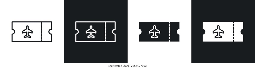 Airline ticket linear icon set for app, and web design.