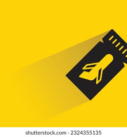 airline ticket with shadow on yellow background