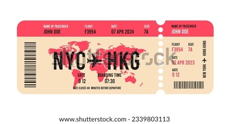 Airline ticket template isolated illustration