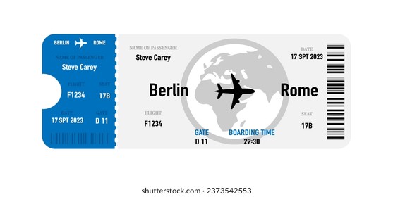 Airline ticket templates. Plane tickets illustration. Flight boarding pass collection. Airway ticket set. Airline coupons. Vector Illustration. Vector graphic. EPS 10