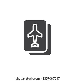 Airline ticket vector icon. Boarding pass filled flat sign for mobile concept and web design. Travel documents glyph icon. Symbol, logo illustration. Pixel perfect vector graphics