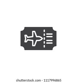 Airline ticket vector icon. filled flat sign for mobile concept and web design. Boarding pass simple solid icon. Symbol, logo illustration. Pixel perfect vector graphics