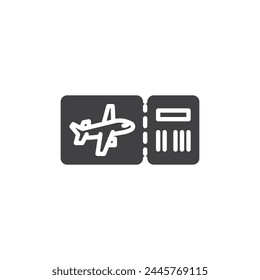Airline ticket vector icon. filled flat sign for mobile concept and web design. Boarding pass glyph icon. Symbol, logo illustration. Vector graphics