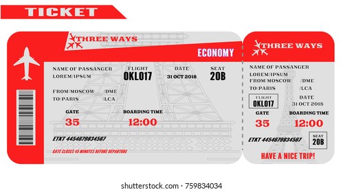 Airline ticket. Vector illustration. 