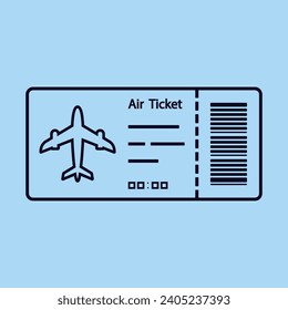 Airline ticket vector outline symbol, banner concept for business travel, travel websites.