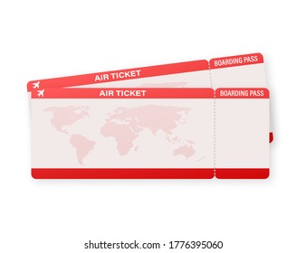 Airline tickets or boarding pass inside of special service envelope. Vector stock illustration.