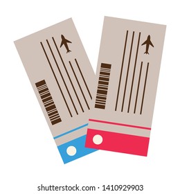 airline tickets boarding pass on white background vector illustration