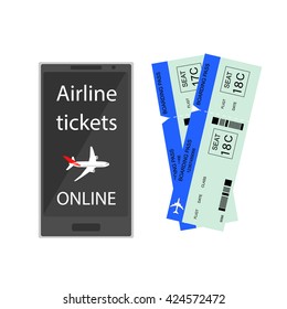 Airline tickets online. Buying or booking Airline tickets. Vector illustration.