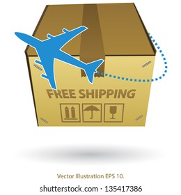 Airline Transport for Shipping around the World Map Globe with Boxs, Business Technology and Transportation Concept, Vector Illustration EPS 10.