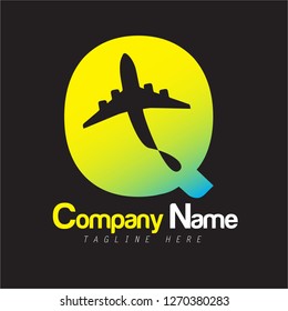 Airline Travel logo design with capital letter Q - vector illustration 