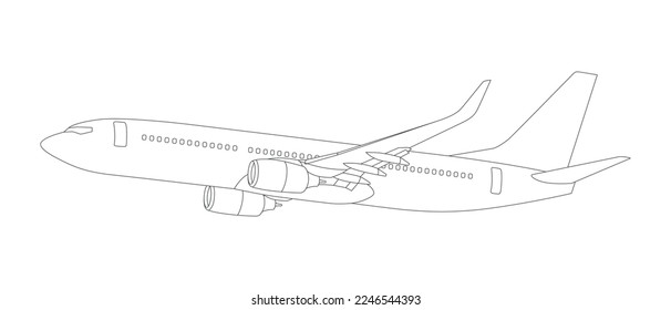 Airliner Airplane Outline Schlagzeilen-Vektorgrafik Illustration.