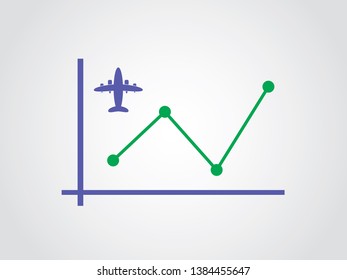 Airliner Aviation Business Transport Tourist Sales Passenger Fluctuate Graph Line