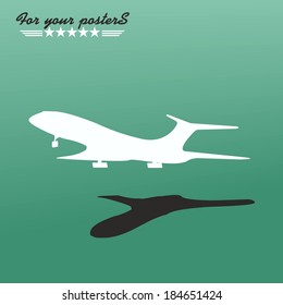 Airliner background, retro poster. Flat  design