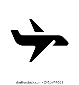 Airliner black glyph ui icon. Passenger flight. Commercial airplane. User interface design. Silhouette symbol on white space. Solid pictogram for web, mobile. Isolated vector illustration