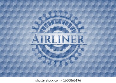 Airliner blue emblem with geometric pattern. Vector Illustration. Detailed.