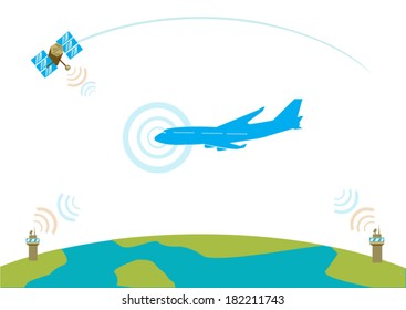 Airliner communication concept. EPS10 Editable Clip art.