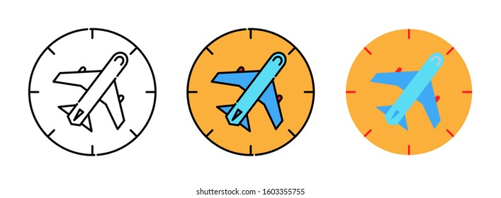airliner and compass icon set isolated on white background for web design ,travel concept