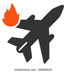 Airliner Fire vector icon. Style is flat symbol, rounded angles, white background.