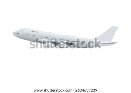 Airliner flying on white background