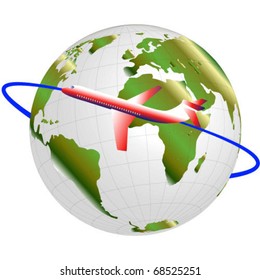 airliner with a globe