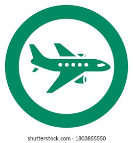 Airliner icon, circle trendy icon on a white background