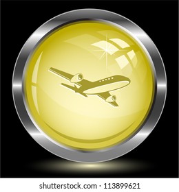 Airliner. Internet button. Vector illustration.