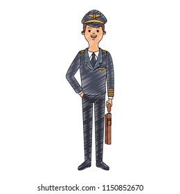 Airliner pilot cartoon scribble