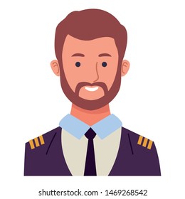 Airliner Pilot Smiling Profile Cartoon ,vector Illustration Graphic Design.