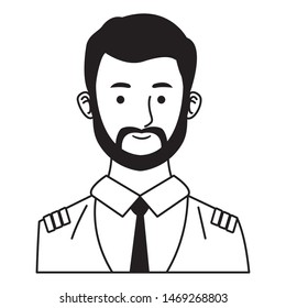 Airliner Pilot Smiling Profile Cartoon ,vector Illustration.