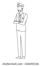 Airliner pilot worker avatar in black and white