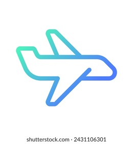 Airliner pixel perfect gradient linear ui icon. Passenger flight. Transport mode. Commercial airplane. Line color user interface symbol. Modern style pictogram. Vector isolated outline illustration