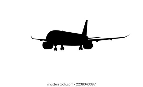 Airliner  realistic black silhouette profile