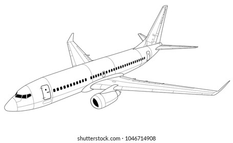 Aeroplane Outline White Background Stock Vector (Royalty Free ...