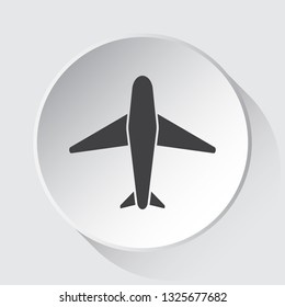 airliner - simple gray icon on white button with shadow in front of light gray square background