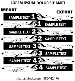 airliner symbol and blank stripe for add text of business information. Vector style
