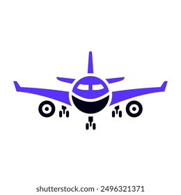 Airliner transport flat icon, front view