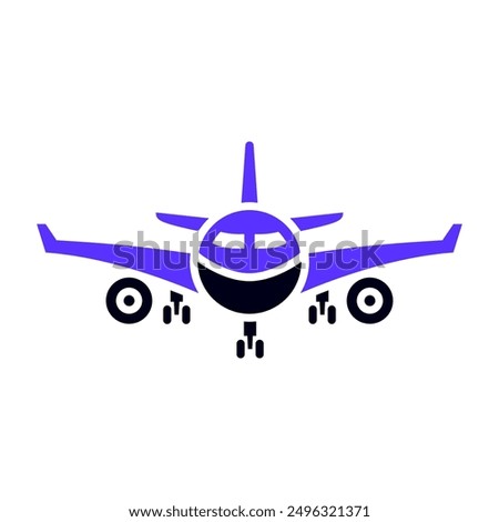 Airliner transport flat icon, front view